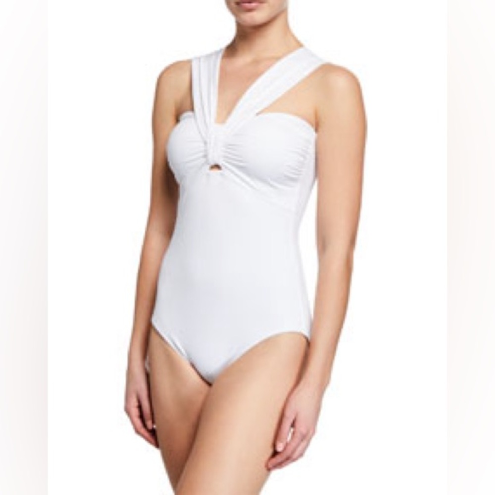Tommy Bahama White Twist Front One-Piece Swimsuit